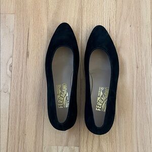 Salvatore Ferragamo Black Suede Pumps